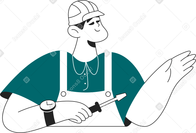 repairman in a helmet Illustration in PNG, SVG