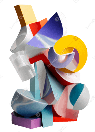 3D abstract vivid geometrical shapes PNG, SVG