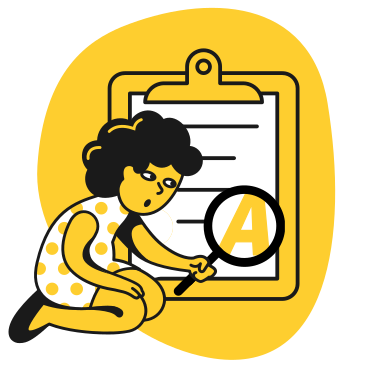 Girl reading the fine print on a document PNG, SVG