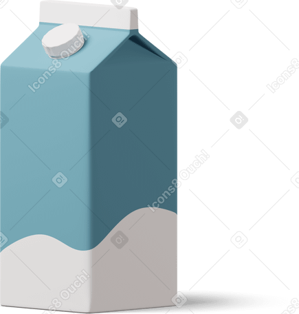 3D Blue milk carton Illustration in PNG, SVG