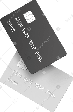 3D two credit card Illustration in PNG, SVG