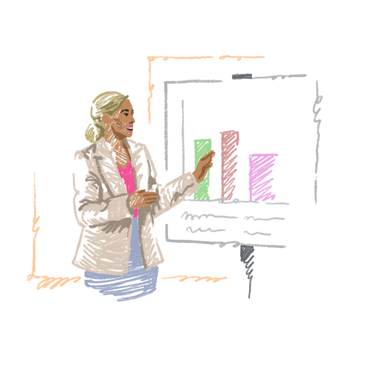 Young businesswoman giving a presentation PNG, SVG