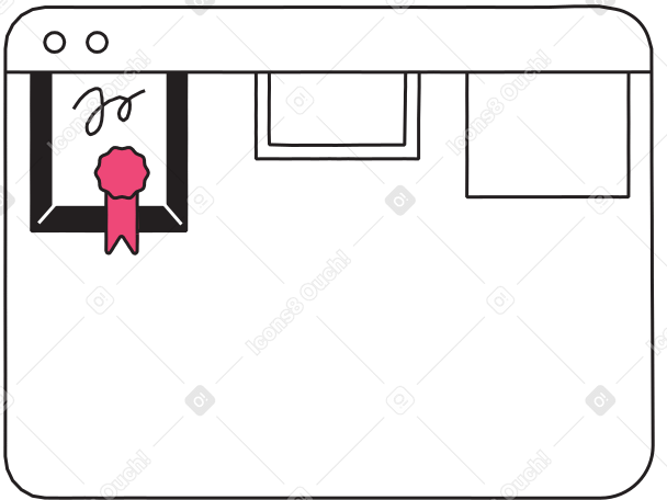 browser with diploma and folders PNG, SVG
