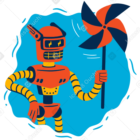 Robot charging by wind energy PNG, SVG