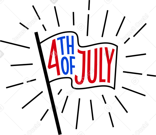 lettering 4th of july on the flag Illustration in PNG, SVG