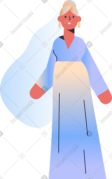 Bride in a blue wedding dress PNG, SVG