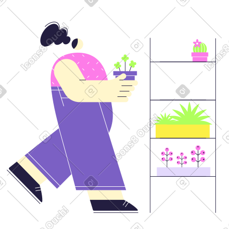 建造垂直花园的女人 PNG, SVG