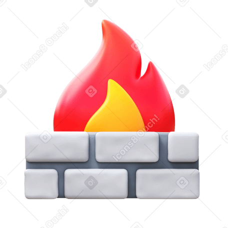 3D firewall Illustration in PNG, SVG