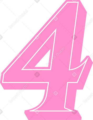 분홍색 숫자 4 PNG, SVG