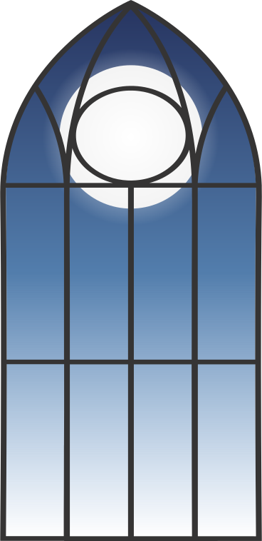 gothic window with night sky PNG, SVG
