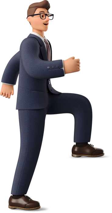 Uomo d'affari che fa un passo in abito blu scuro PNG, SVG