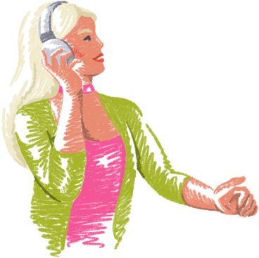 Woman with headphones PNG、SVG