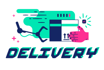 Delivery lettering and giving parcel to robotic arm PNG, SVG