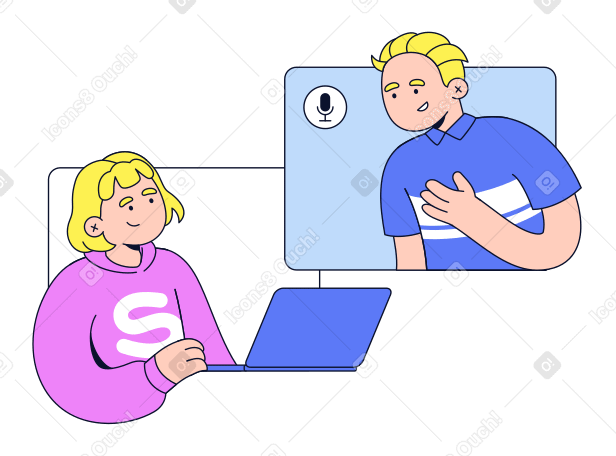 Colleghi che parlano durante una chiamata online PNG, SVG