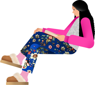 young woman sitting and reading PNG、SVG