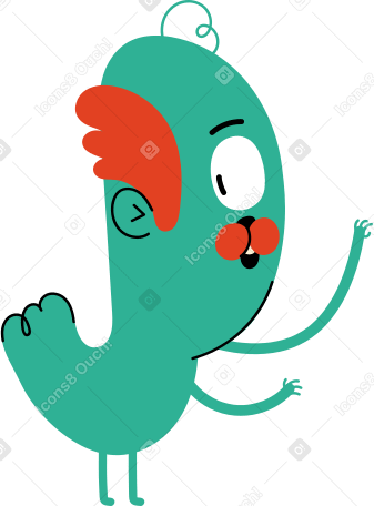 green character with one-eyed Illustration in PNG, SVG