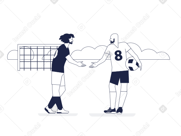 Illustration Les joueurs de football se saluent avec une poignée de main sur le terrain aux formats PNG, SVG