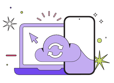 Cloud storage on phone and laptop PNG, SVG