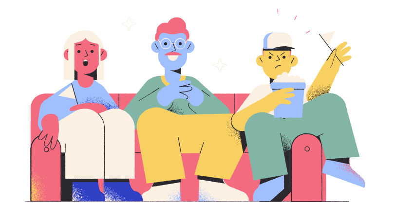 Family watching movies at home Illustration in PNG, SVG