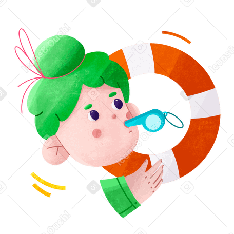 Lifeguard blows a whistle and throws a lifebuoy PNG, SVG