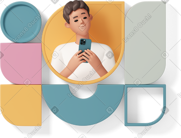 Man wondering holding phone PNG, SVG