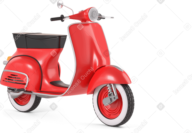 3D front view of red scooter PNG, SVG