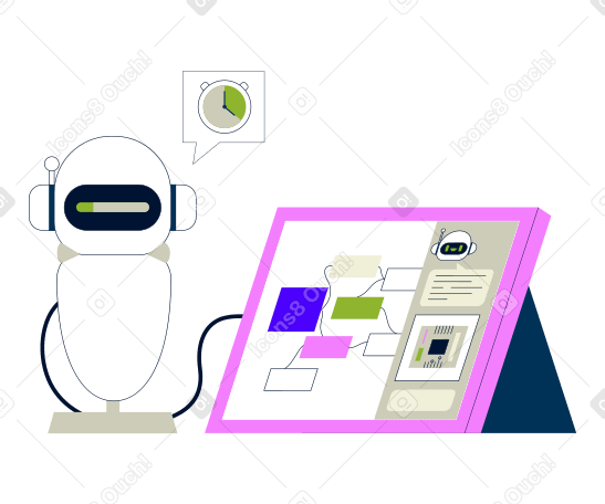 Робот-помощник с искусственным интеллектом в программировании в PNG, SVG