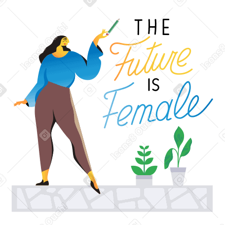 The future is female Illustration in PNG, SVG
