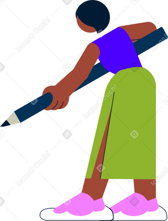 woman holds a large pencil PNG, SVG