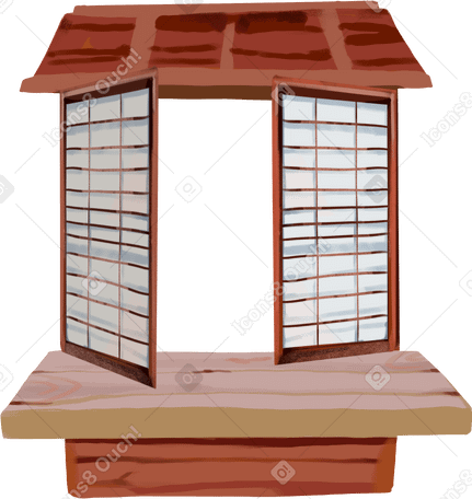 wall with open windows Illustration in PNG, SVG