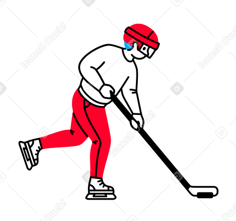 Hockey player leads the puck with a stick Illustration in PNG, SVG