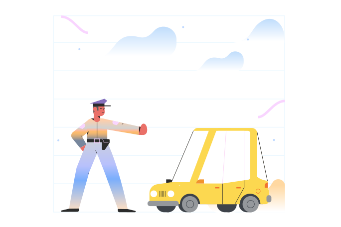 Police stopping car Illustration in PNG, SVG
