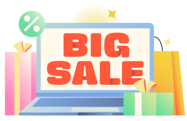 Big Sale text with gifts and stars PNG, SVG