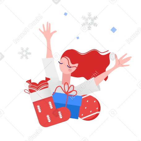 Getting Christmas presents Illustration in PNG, SVG