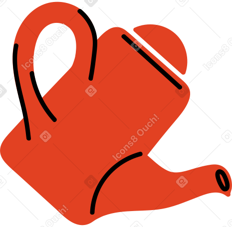 red watering can for plants Illustration in PNG, SVG