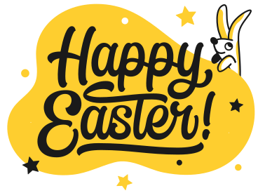 Надпись "счастливой пасхи" с пасхальным кроликом в PNG, SVG
