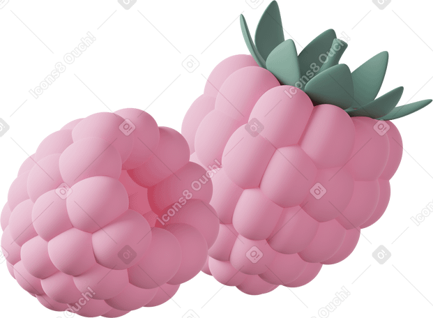 3D Pink raspberries  Illustration in PNG, SVG