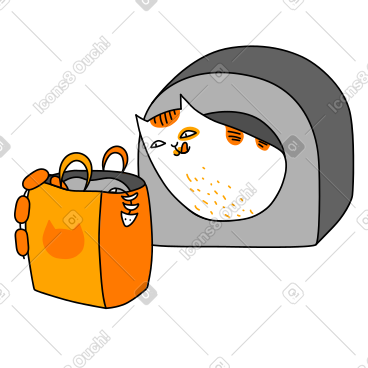 猫正在让杂货送到家里 PNG, SVG