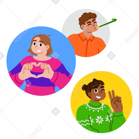 Ilustración animada de Avatares de jóvenes felices. en GIF, Lottie (JSON), AE