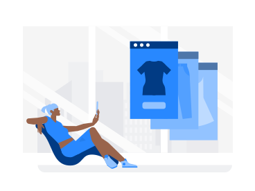 Mujer compra ropa en una tienda en línea PNG, SVG