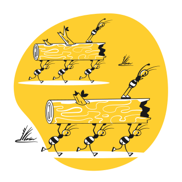 Ants running and carrying logs PNG, SVG