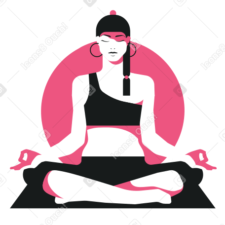 Mujer meditando sobre una estera de yoga PNG, SVG