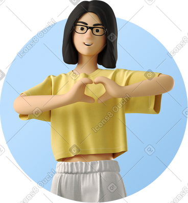 年轻女子的头像用双手画出一颗心 PNG, SVG