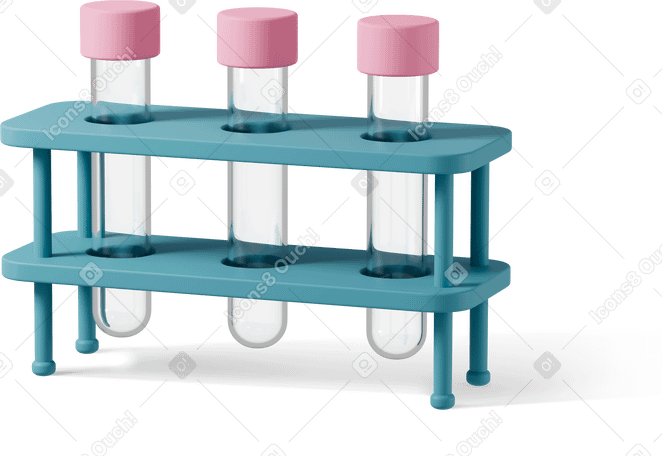 3D three test tubes Illustration in PNG, SVG