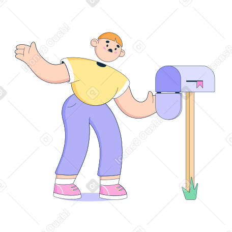 Man opens an empty mailbox Illustration in PNG, SVG