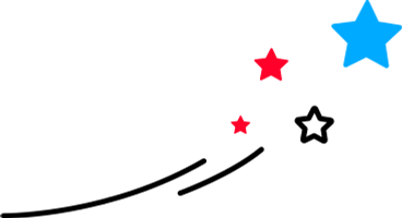 Ilustración animada de flying red and blue stars en GIF, Lottie (JSON), AE