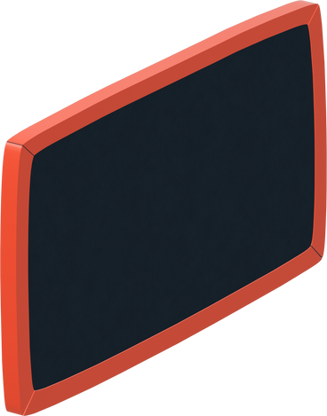 Empty blackboard in a red frame to the right PNG, SVG