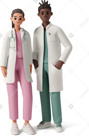 3D doctors in lab coats Illustration in PNG, SVG