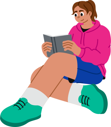 young woman sitting and reading a book PNG, SVG