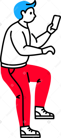 man sitting with a phone in his hand Illustration in PNG, SVG